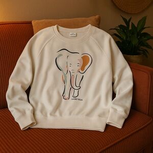 Ivory Ella Cream Elephant Sweatshirt